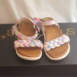 Wonder Nation Size 10 girls Pink and Blue Braided Flip Flops